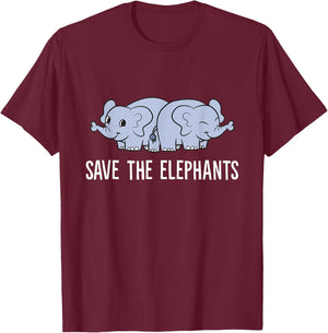 Save The Elephants Animal Awareness Love Elephants T-Shirt - T-Shirt | Maroon