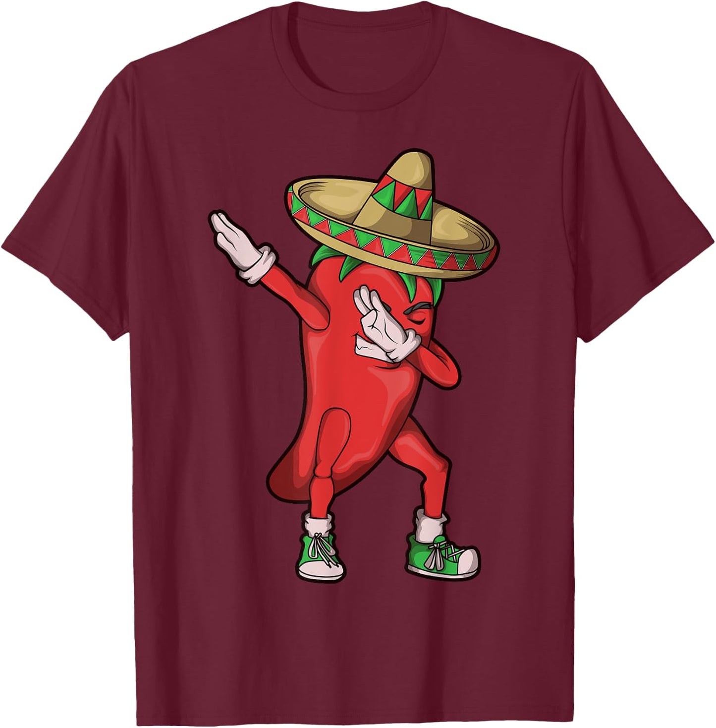 Chili Dabbing Shirt Hot Pepper Sombrero Cinco de Mayo Gift T-Shirt - T-Shirt | Maroon