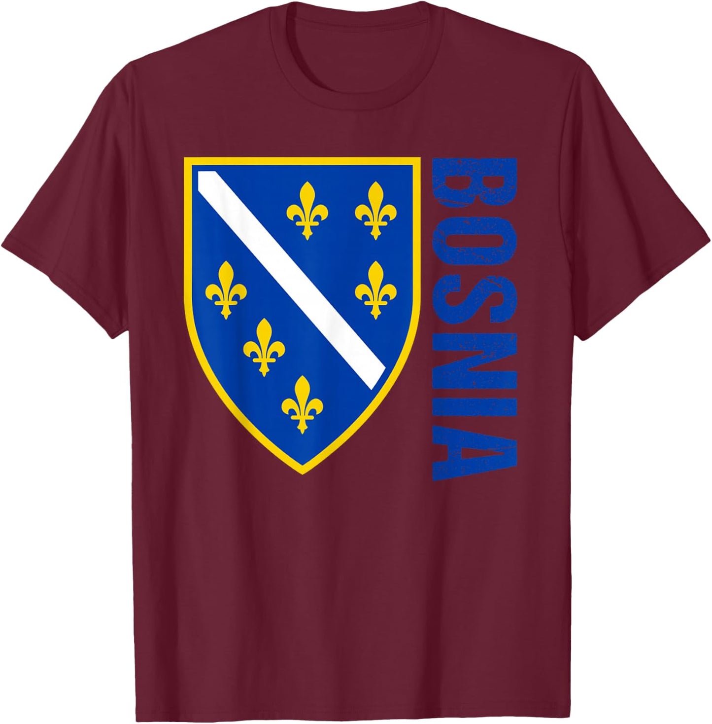 Bosnia Gift Flag Bosnia Vintage Herzegovina Sarajevo T-Shirt - T-Shirt | Maroon