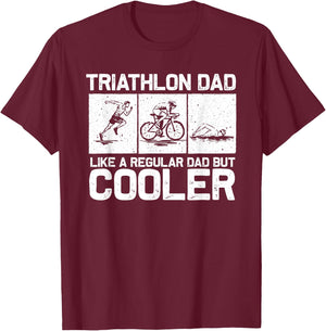 Funny Triathlon Design Dad Swim Bike Run Triathletes T-Shirt - T-Shirt | Maroon