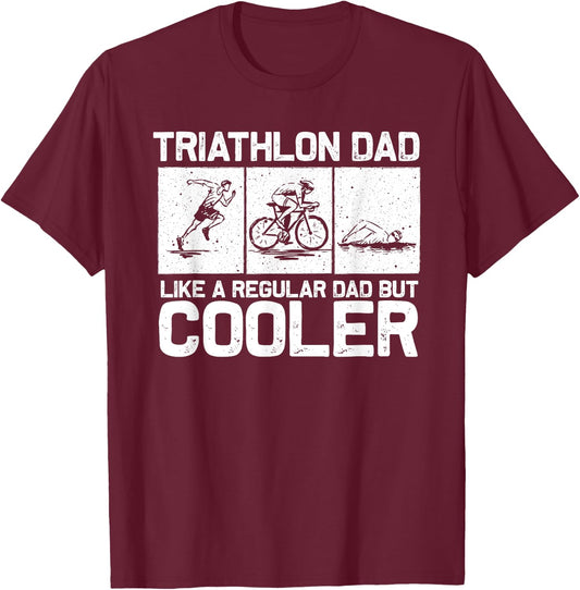 Funny Triathlon Design Dad Swim Bike Run Triathletes T-Shirt - T-Shirt | Maroon