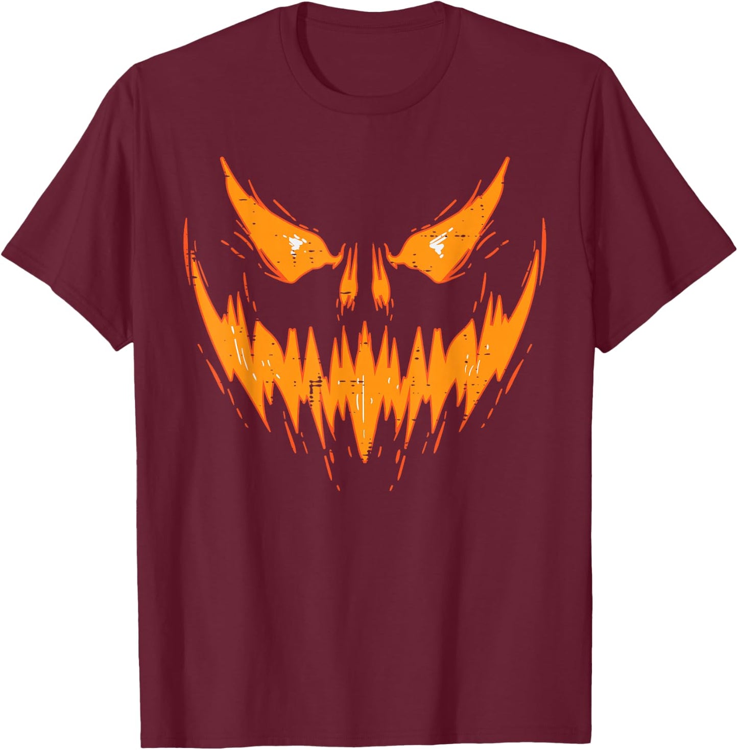 Scary Spooky Jack O Lantern Face Pumpkin Halloween Men Boys T-Shirt - T-Shirt | Maroon