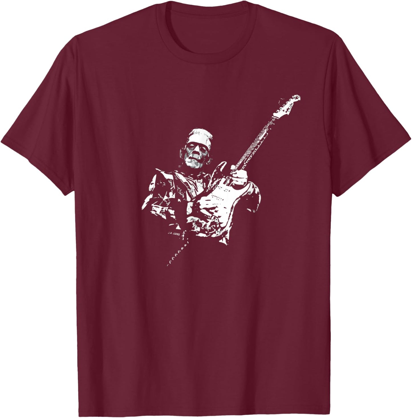 Frankenstein Guitar Player T-Shirt - T-Shirt | Maroon