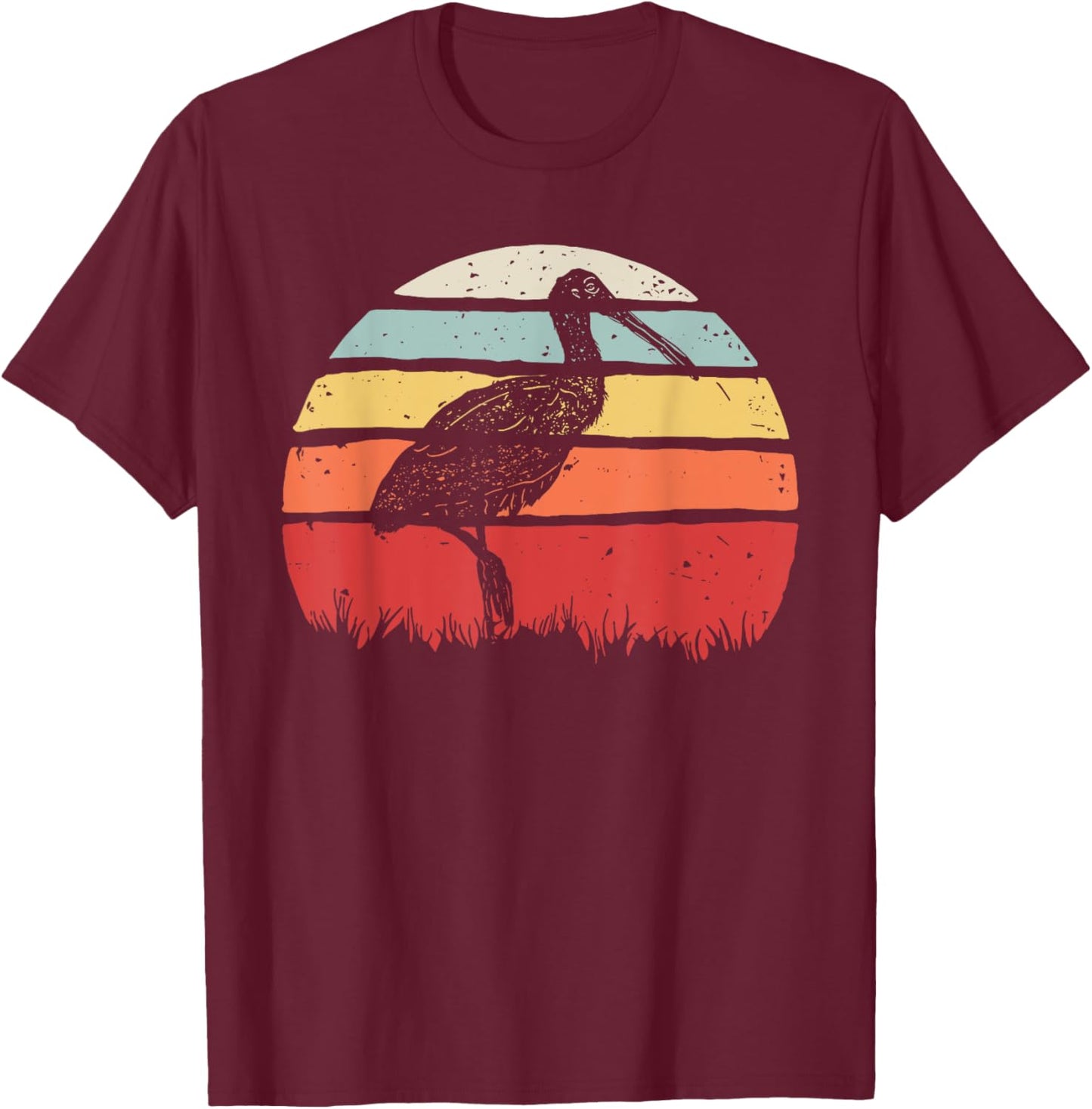 Vintage Retro Roseate Spoonbill T-Shirt - T-Shirt | Maroon