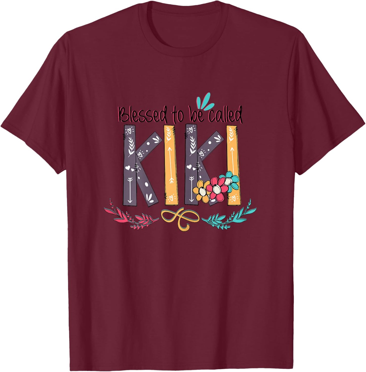 Blessed to be called Kiki Colorful Gifts Grandma T-Shirt - T-Shirt | Maroon