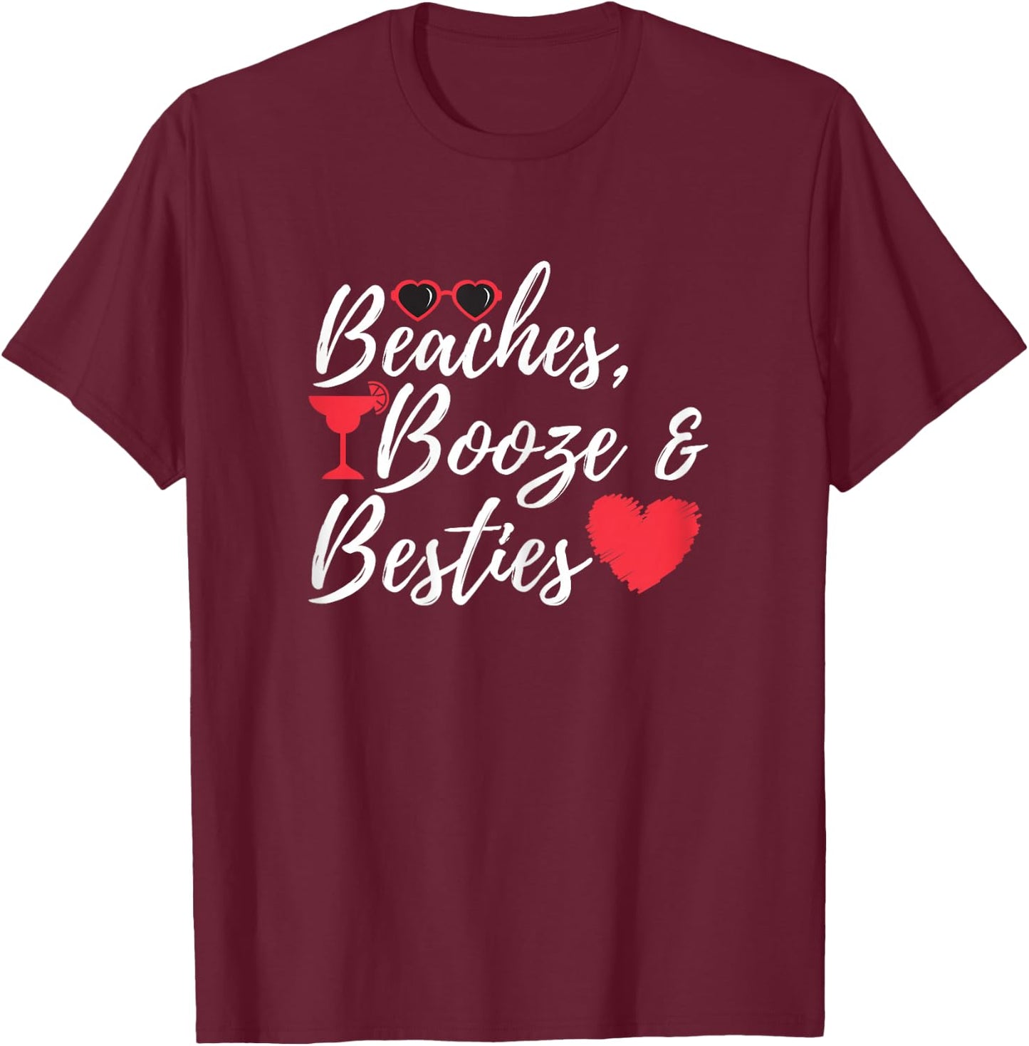 Beaches Booze & Besties - Weekend Hen Night T-Shirt - T-Shirt | Maroon