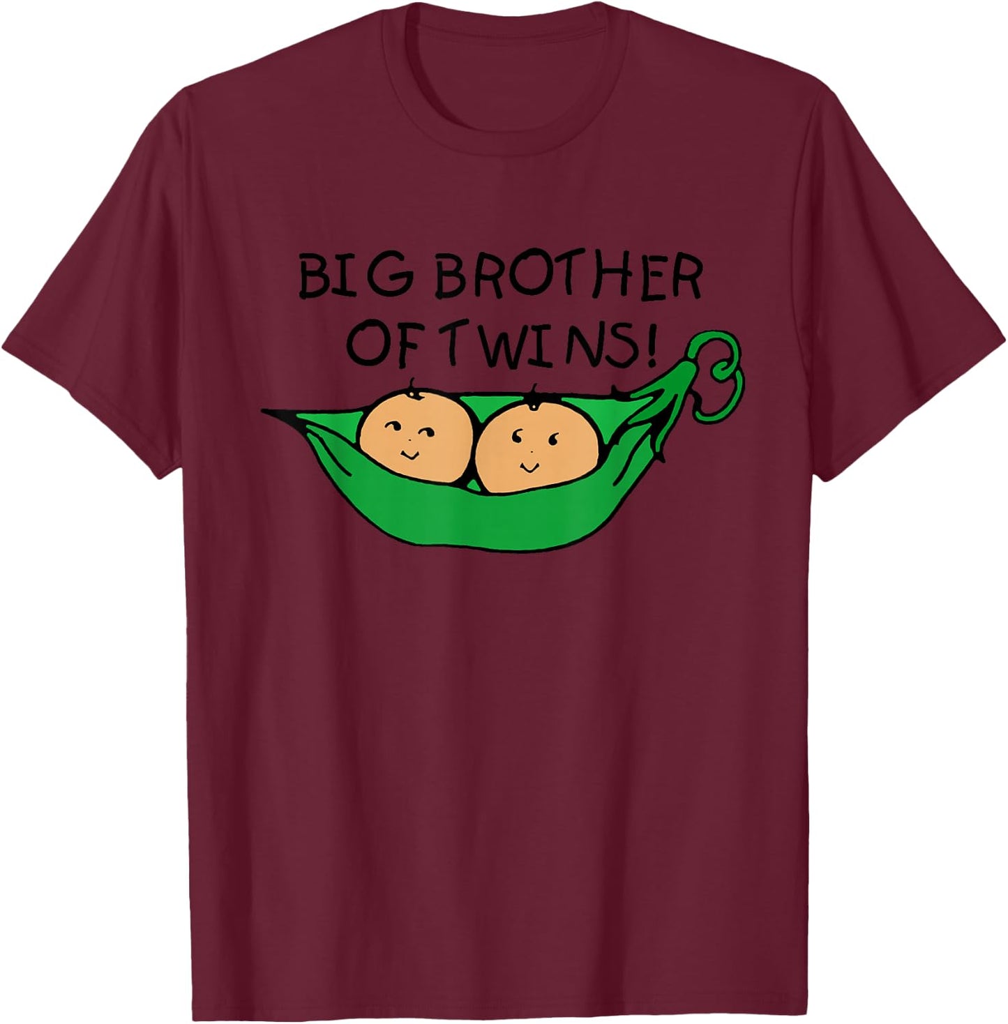 Big Brother of Twins Two Peas in a Pod T-Shirt - T-Shirt | Maroon