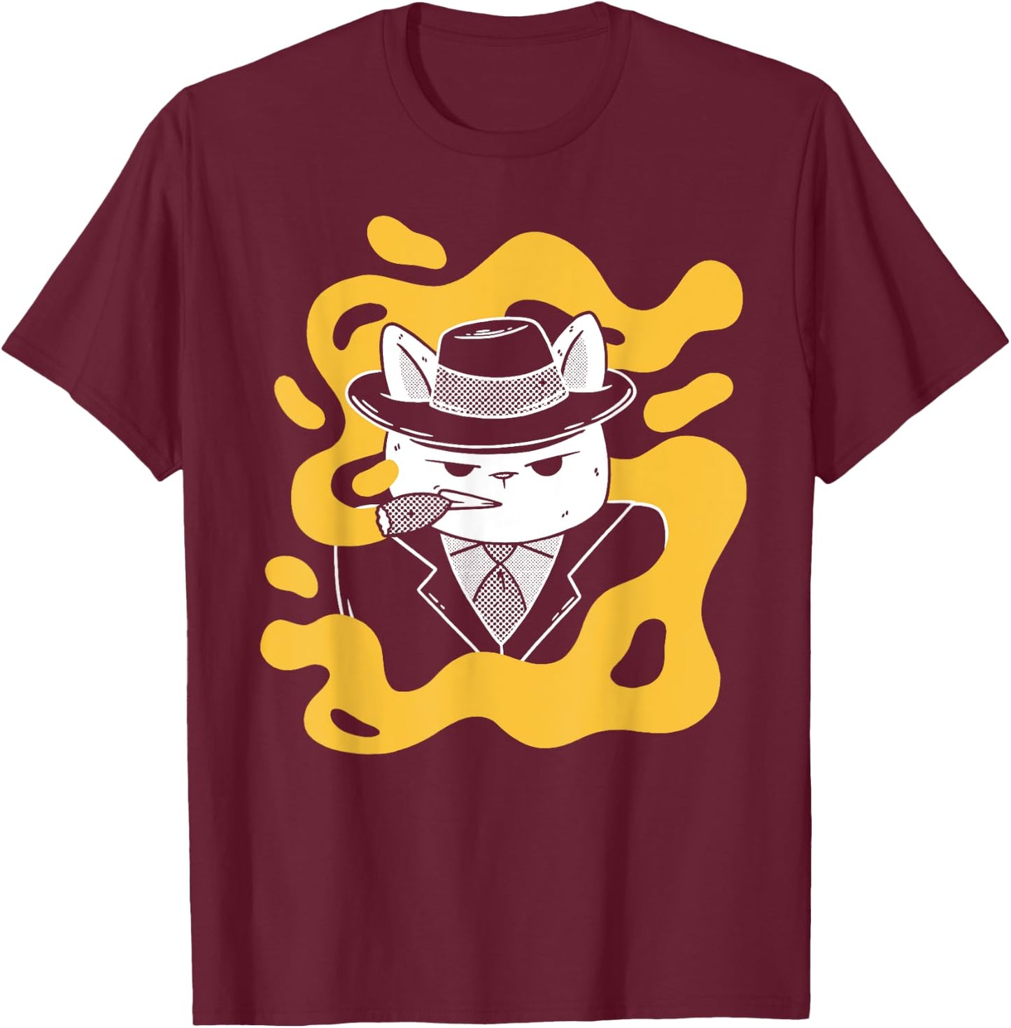 Cool Retro Style Gangster Mob Boss Cat Cigar Business Design T-Shirt - T-Shirt | Maroon