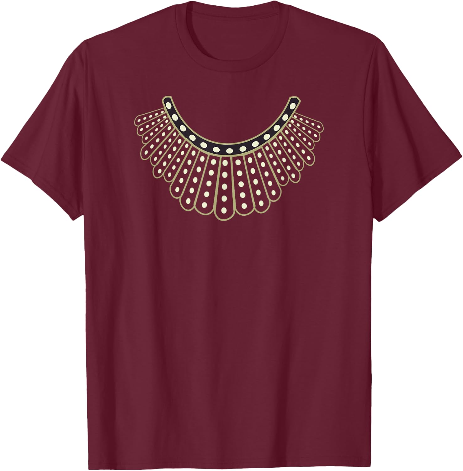 Notorious feminist gift fight for justice RBG Ruth Bader Ginsburg Dissent Collar pattern Black T-Shirt - T-Shirt | Maroon