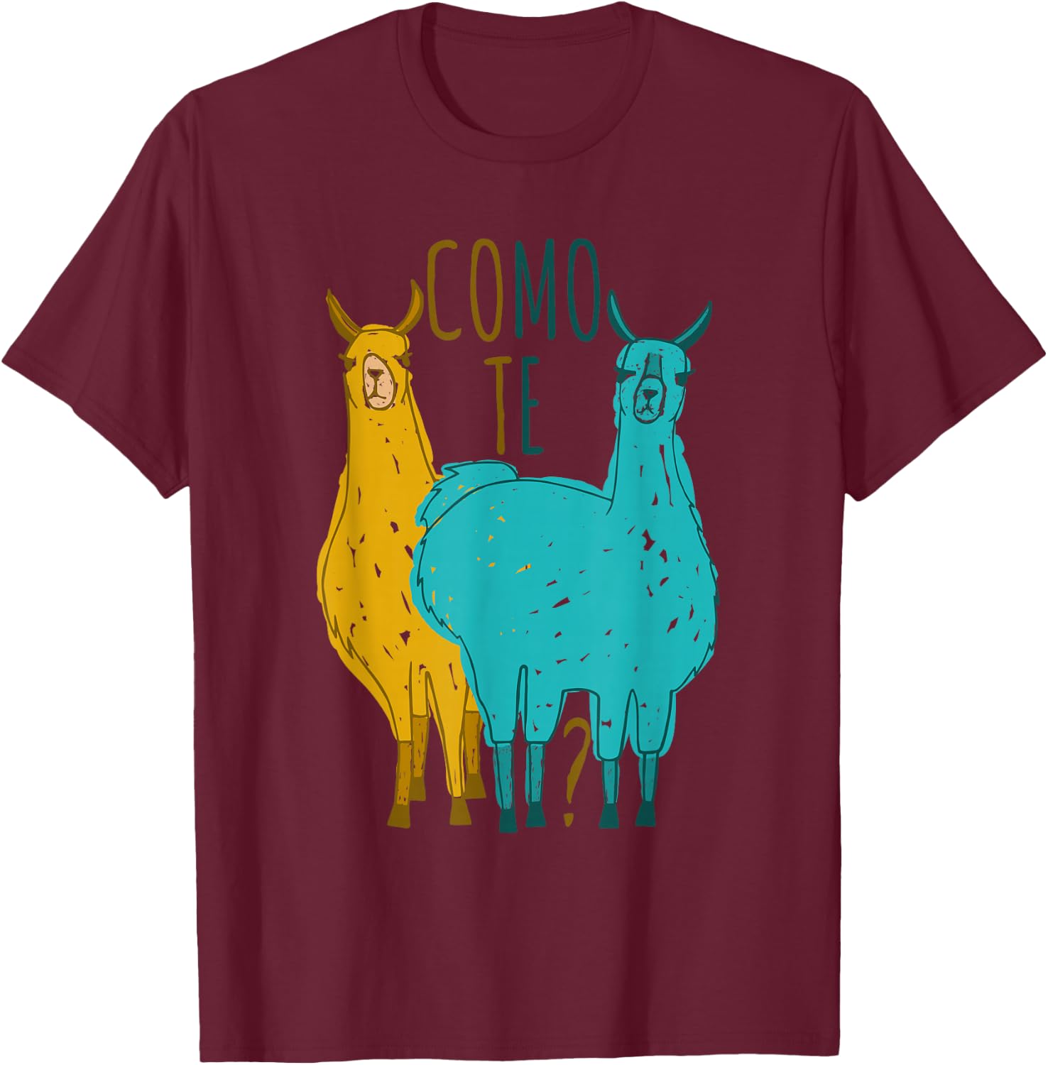 Como Te Llamas Funny Spanish Joke Llama Shirt T-Shirt - T-Shirt | Maroon