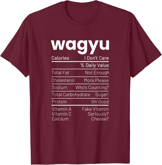 Wagyu Nutrition Facts Wagyu Steak Nutrition Facts Meat Lover T-Shirt - T-Shirt | Maroon