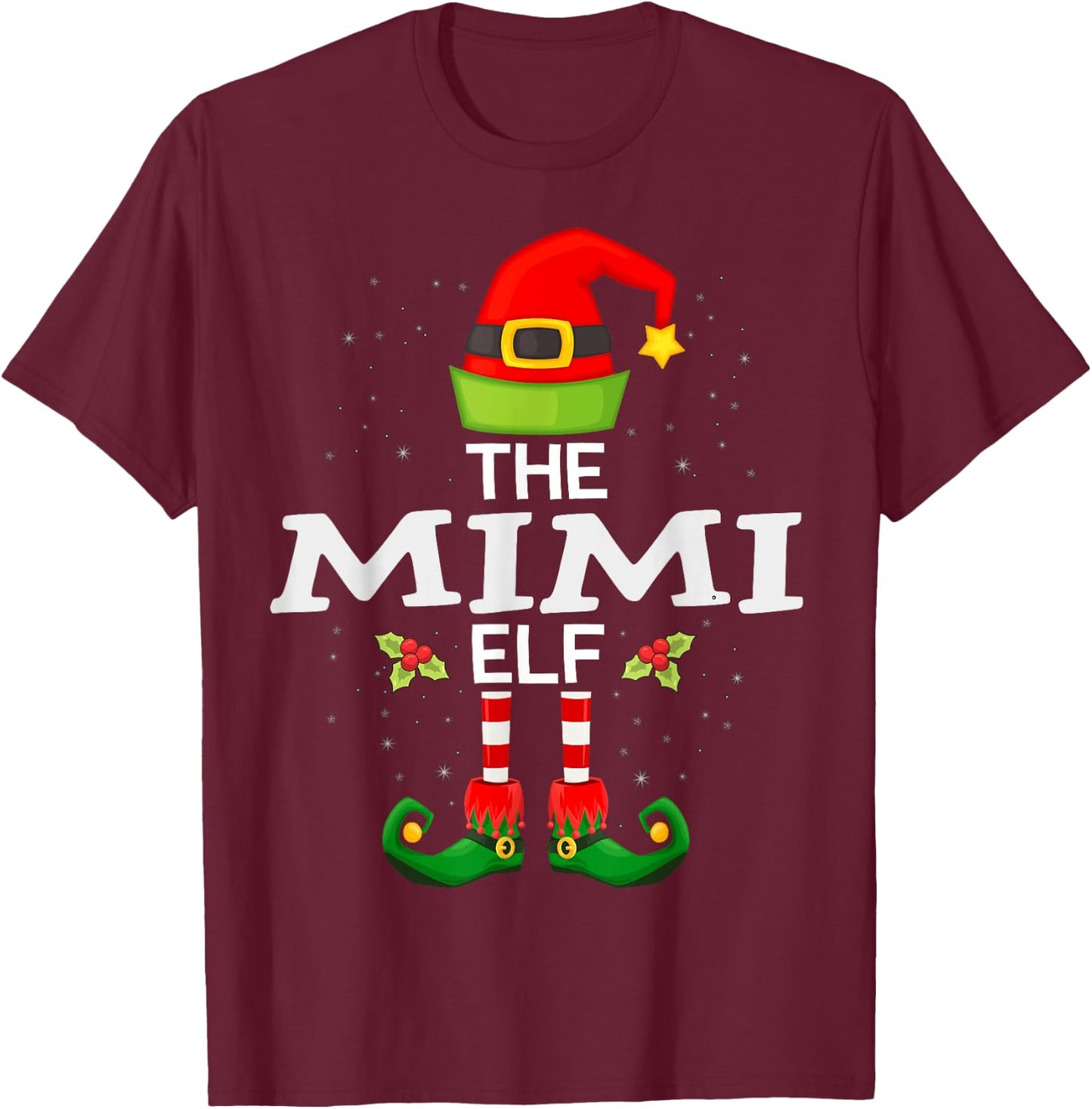 The Mimi Elf Christmas Family Matching Pajama T-Shirt - T-Shirt | Maroon
