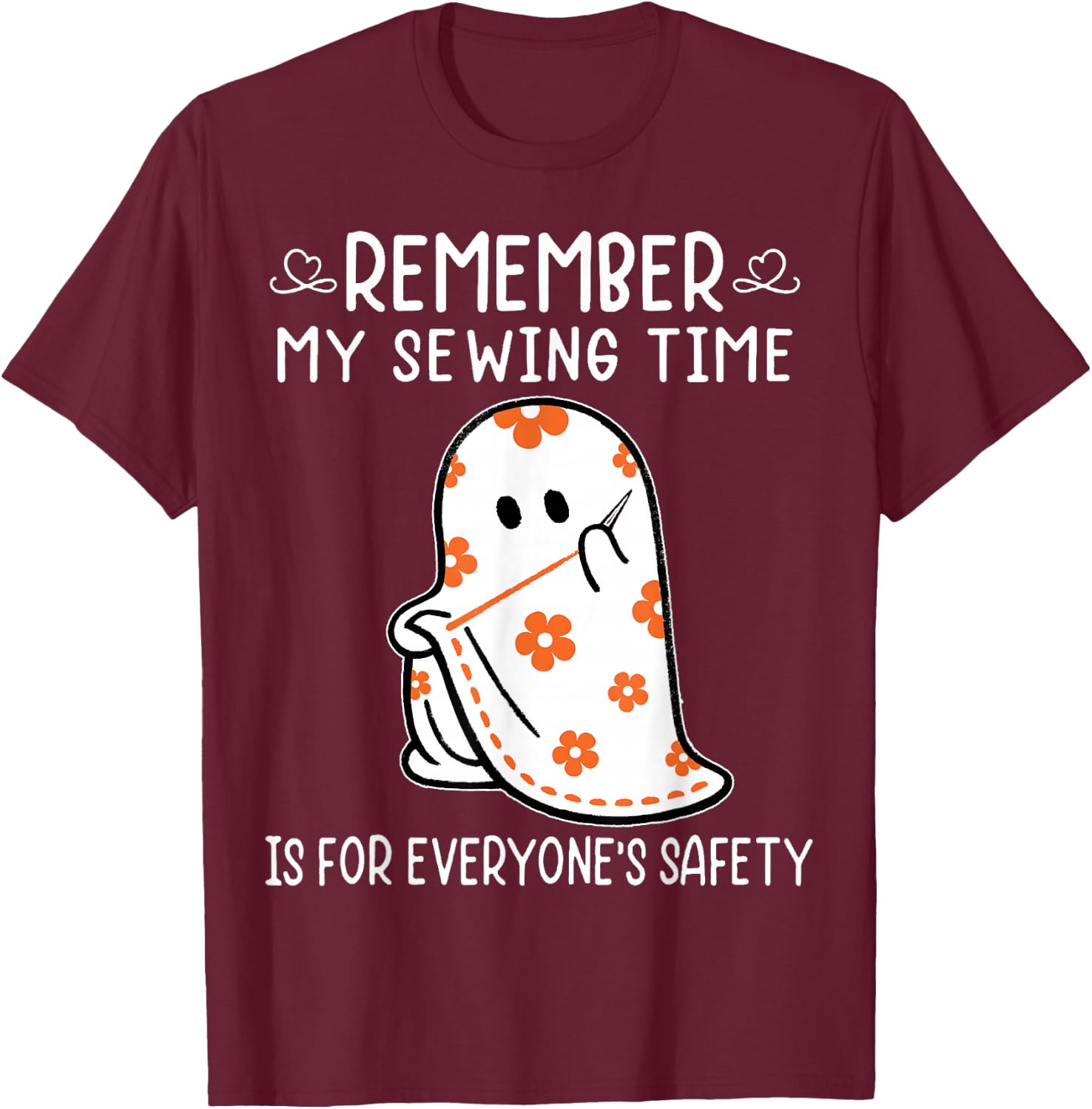Halloween Costume Sewing Boo Ghost Funny Sewing Lovers Women T-Shirt - T-Shirt | Maroon