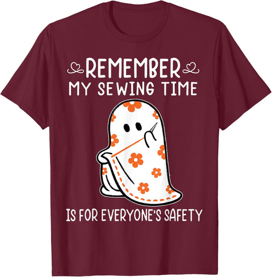 Halloween Costume Sewing Boo Ghost Funny Sewing Lovers Women T-Shirt - T-Shirt | Maroon