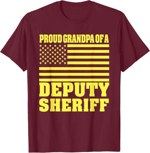 Proud Grandpa Of A Deputy Sheriff American Flag Men T-Shirt - T-Shirt | Maroon
