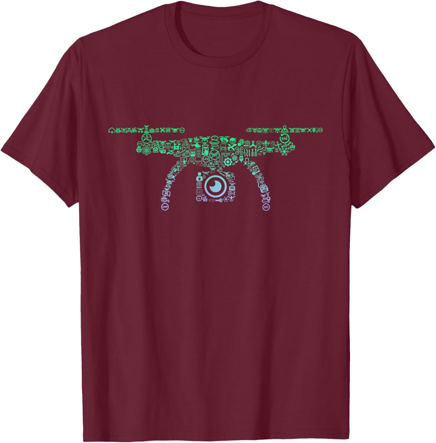 Drone Icon for Drone Pilot | Operator Boys Quadcopter T-Shirt - T-Shirt | Maroon