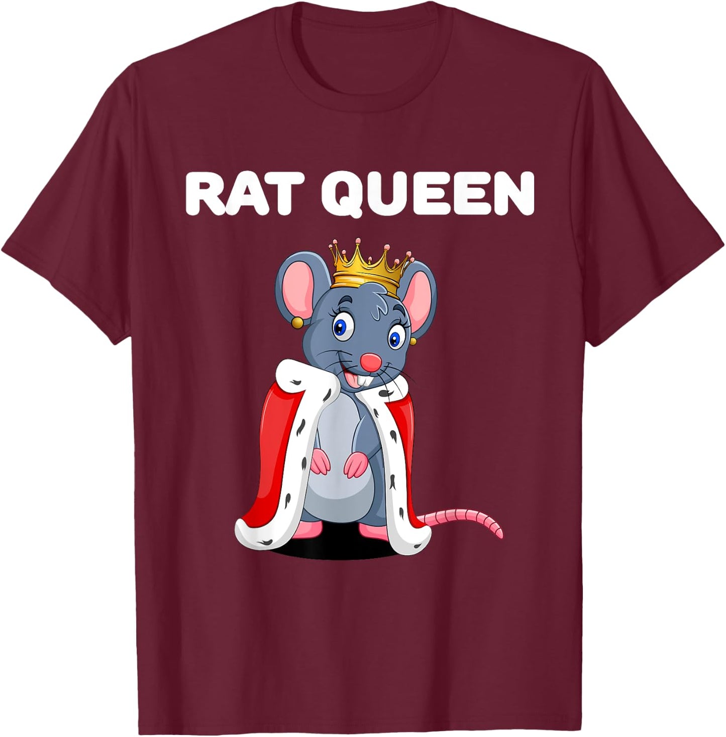 Rat Queen | Girls Rat | Rat T-Shirt - T-Shirt | Maroon