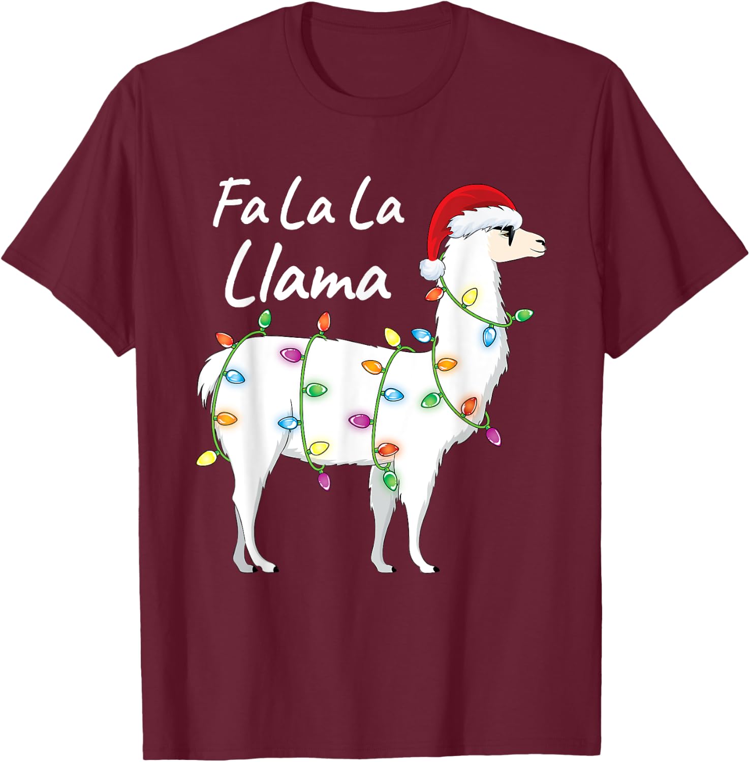 Fa La La Llama Christmas Shirt Kids Boys Girls Santa Llama T-Shirt - T-Shirt | Maroon