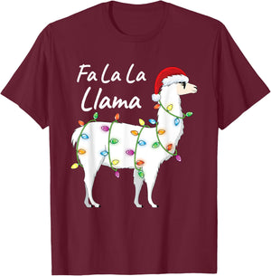 Fa La La Llama Christmas Shirt Kids Boys Girls Santa Llama T-Shirt - T-Shirt | Maroon