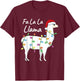 Fa La La Llama Christmas Shirt Kids Boys Girls Santa Llama T-Shirt - T-Shirt | Maroon
