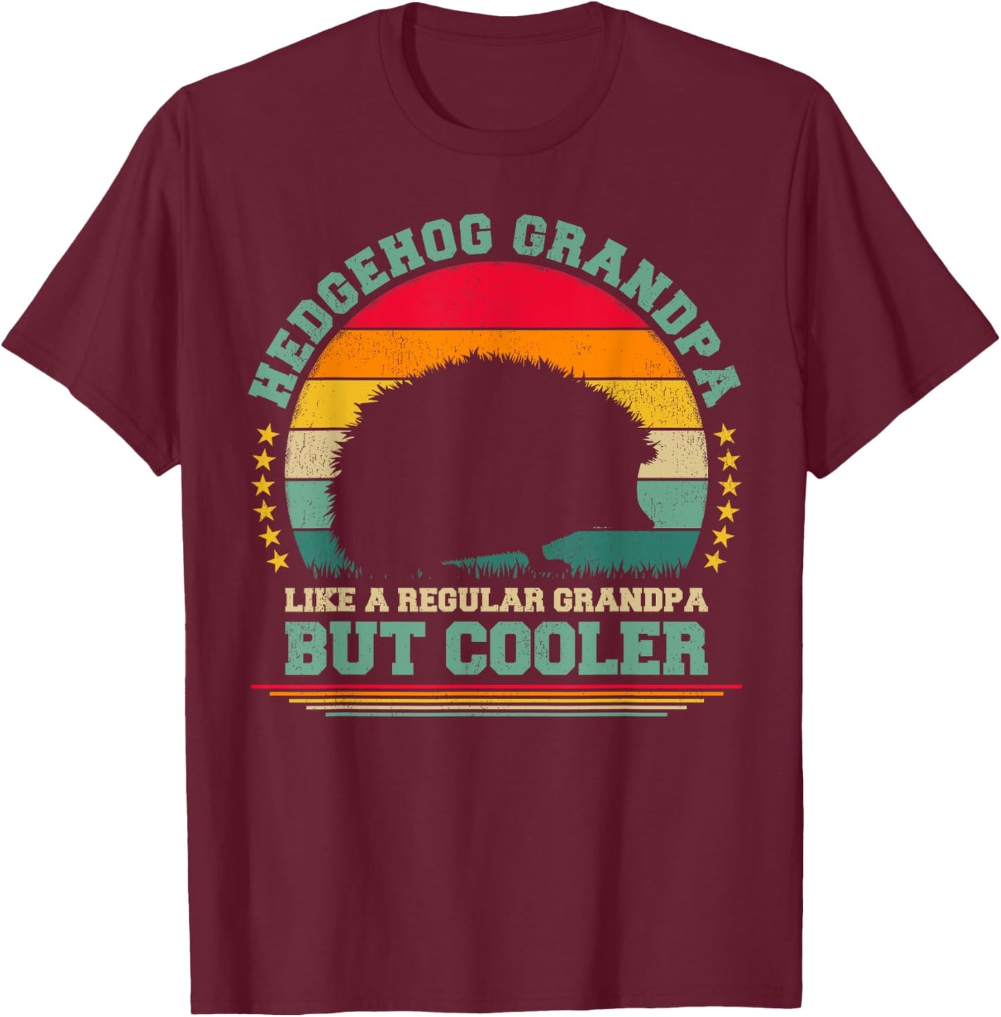 Hedgehog Lover Funny Vintage Hedgehog Grandpa Father's Day T-Shirt - T-Shirt | Maroon