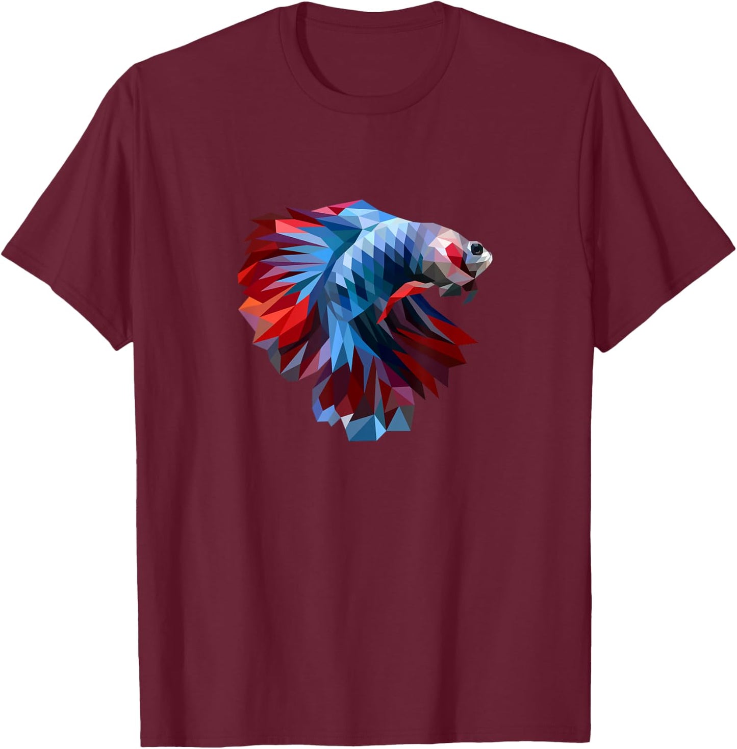 Colorful Geometric Betta Fish, Dad Mom Boy Girl Birth-day T-Shirt - T-Shirt | Maroon