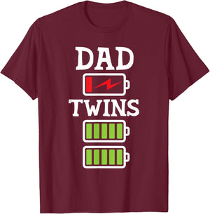 Dad Of Twins - Father Of Twins Twin Dad T-Shirt - T-Shirt | Maroon