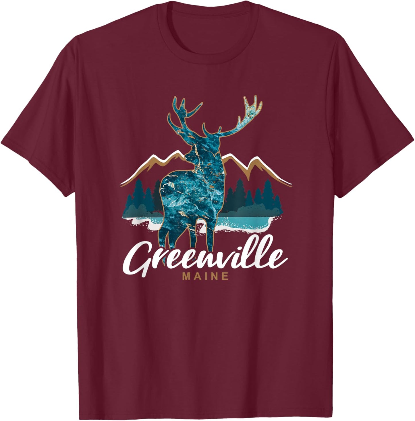 Greenville Maine ME USA Moosehead Lake Vacation Souvenir T-Shirt - T-Shirt | Maroon