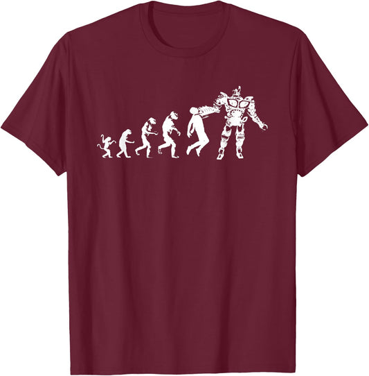 Funny Robot Evolution, Artificial Intelligence, AI T-Shirt - T-Shirt | Maroon