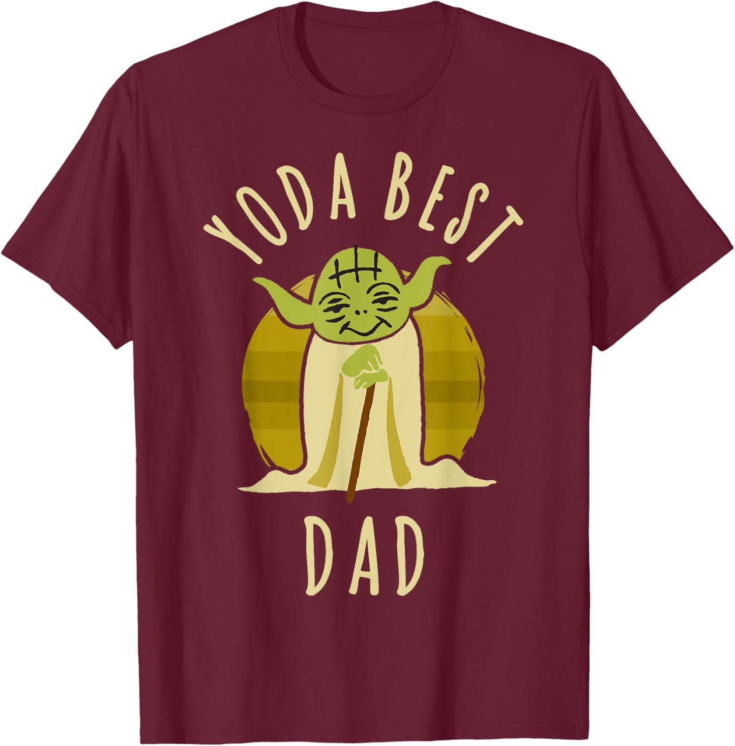 Star Wars Yoda Best Dad Cartoon Yoda T-Shirt - T-Shirt | Maroon
