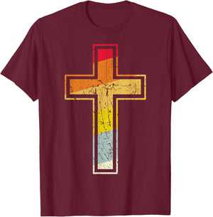 Retro cross vintage Jesus cross Gift T-Shirt - T-Shirt | Maroon