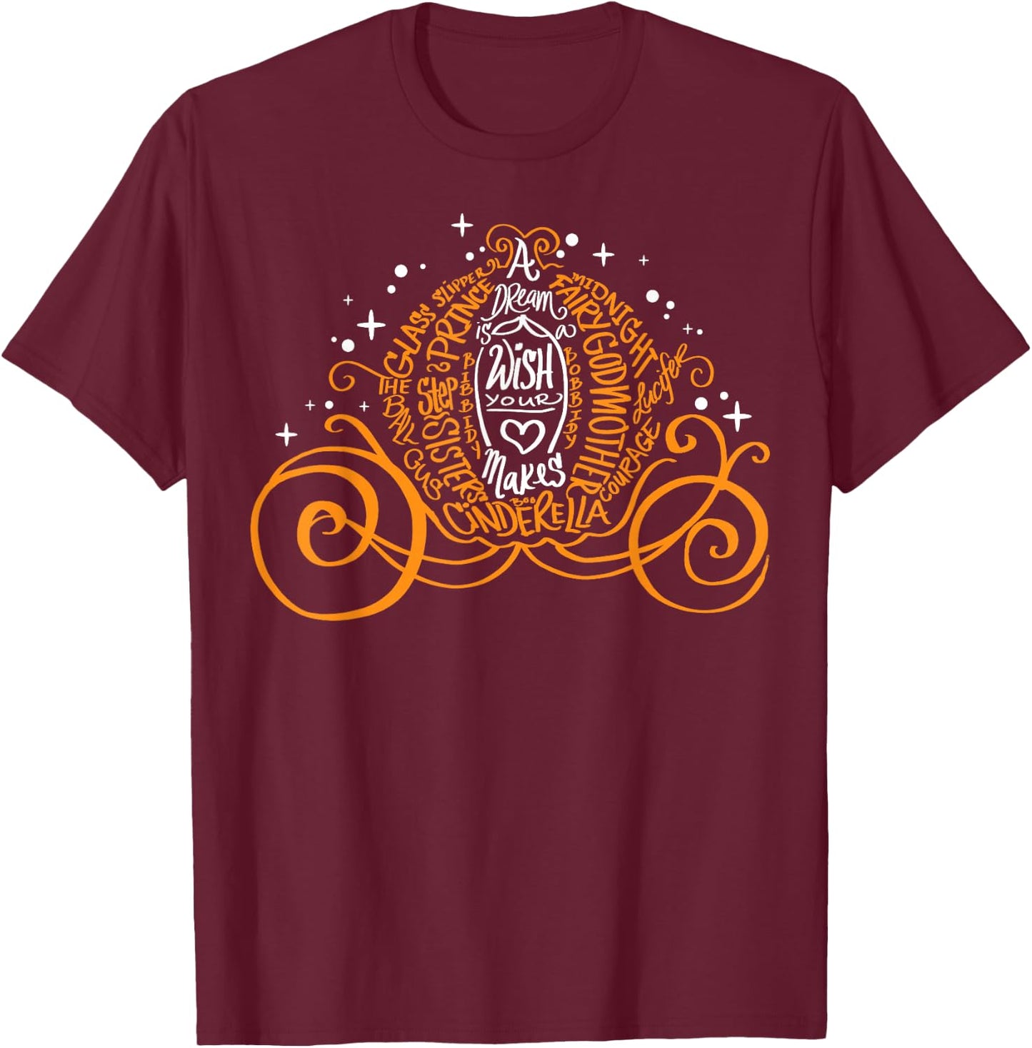 Disney Cinderella A Dream is A Wish Halloween Pumpkin Coach T-Shirt - T-Shirt | Maroon