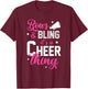 Bows & Bling It's A Cheer Thing | Cheerleading Cheerleader Small T-Shirt - T-Shirt | Maroon