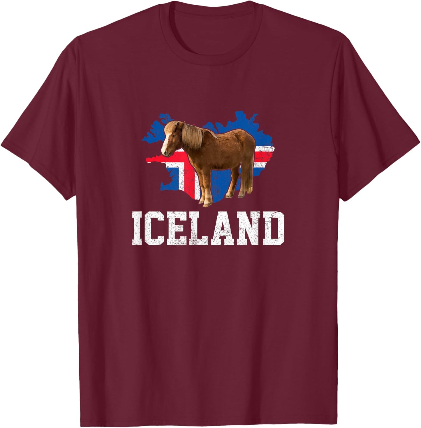 Icelandic horse,flag icelandic horse T-Shirt - T-Shirt | Maroon