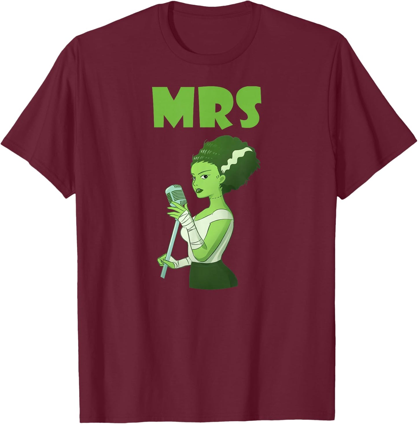Halloween Bride of Frankenstein Matching Easy Couple T-Shirt - T-Shirt | Maroon
