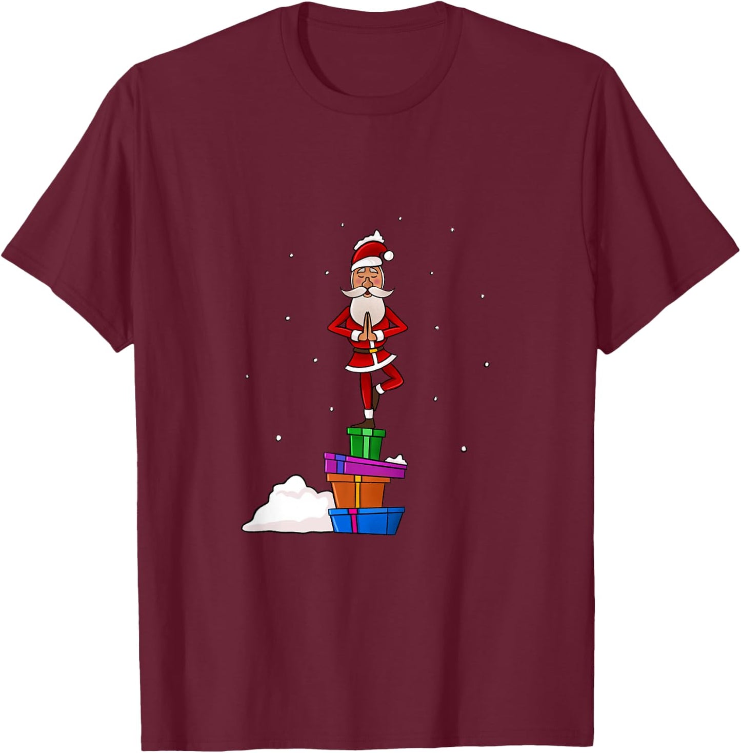 Funny Christmas Santa Claus Meditating Yoga Lover Teacher Women T-Shirt - T-Shirt | Maroon