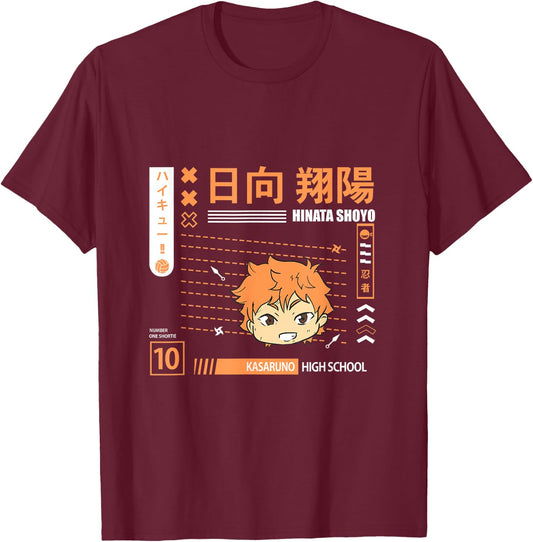 Anime High School Volleyball T-Shirt - T-Shirt | Maroon