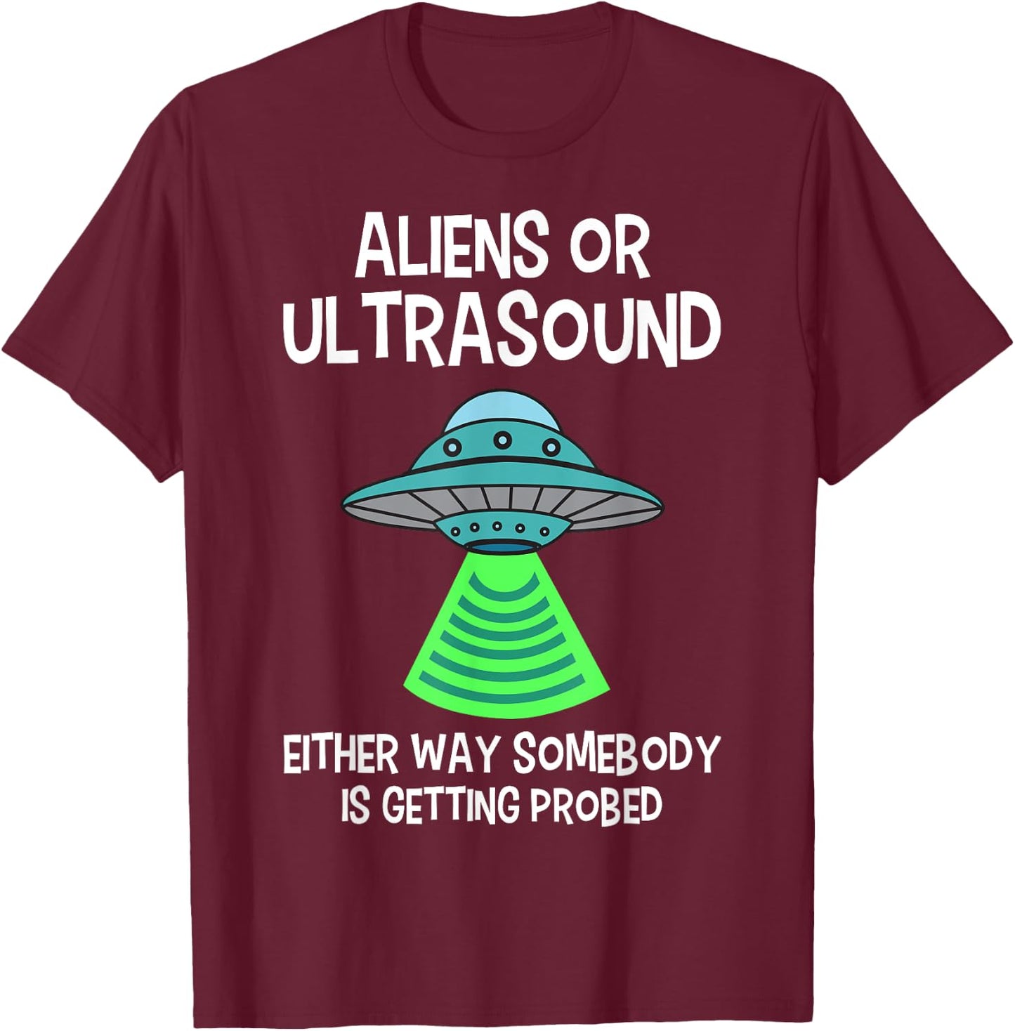 Ultrasound Tech Alien Apparel -Adults Black Small Classic Fit Short Sleeve Medical Ultrasound Themed Shirts T-Shirt - T-Shirt | Maroon