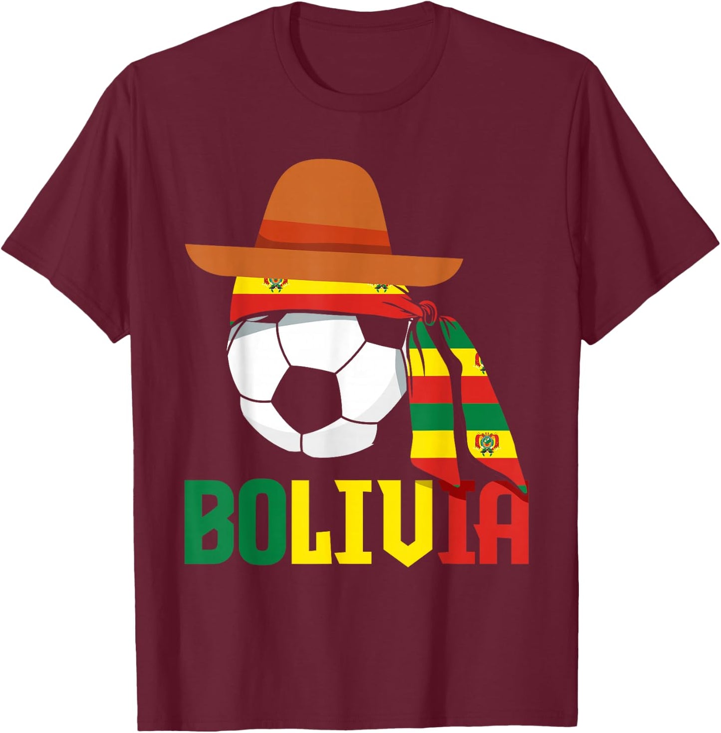 Bolivia Bolivian Soccer T-Shirt - T-Shirt | Maroon