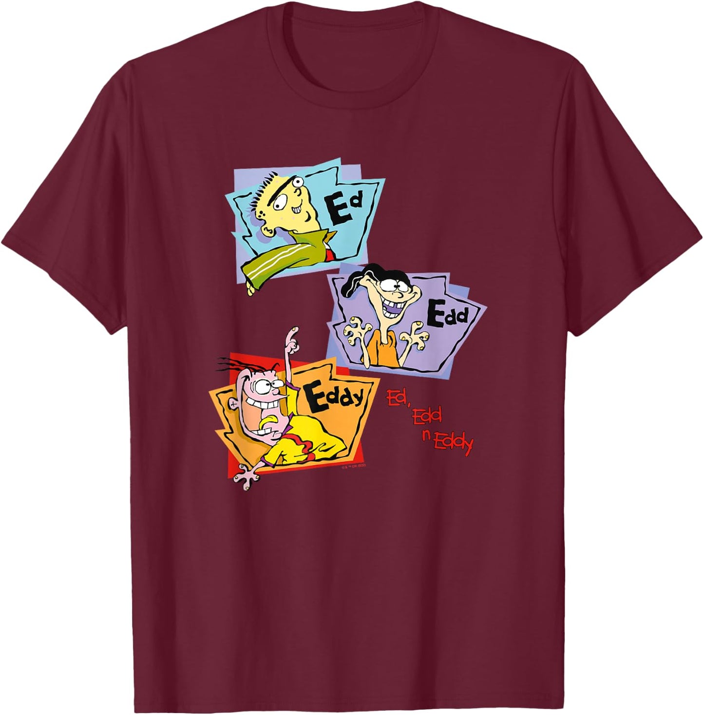 Ed, EDD n Eddy Stacked Group Panels T-Shirt - T-Shirt | Maroon