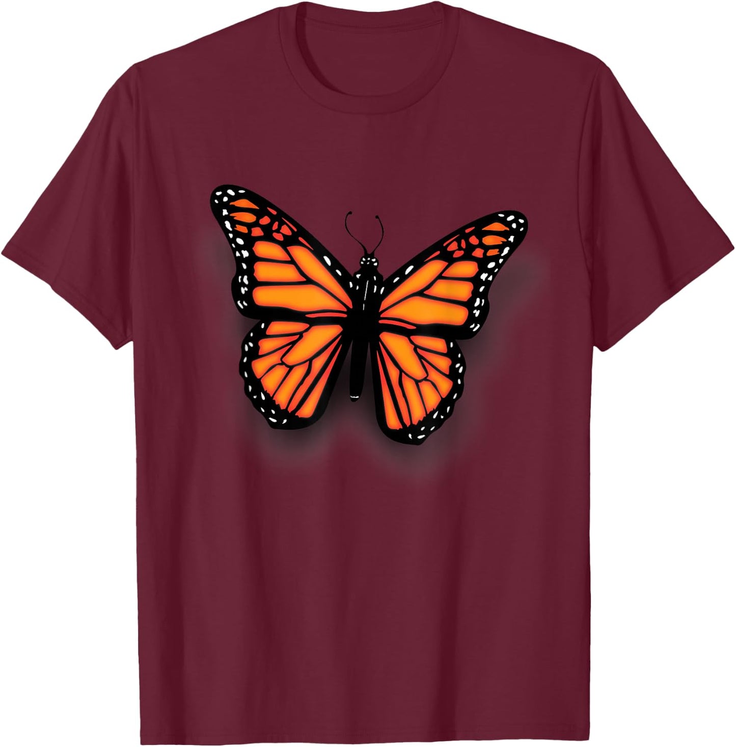 Monarch milkweed butterfly realistic with shadow- entomology T-Shirt - T-Shirt | Maroon