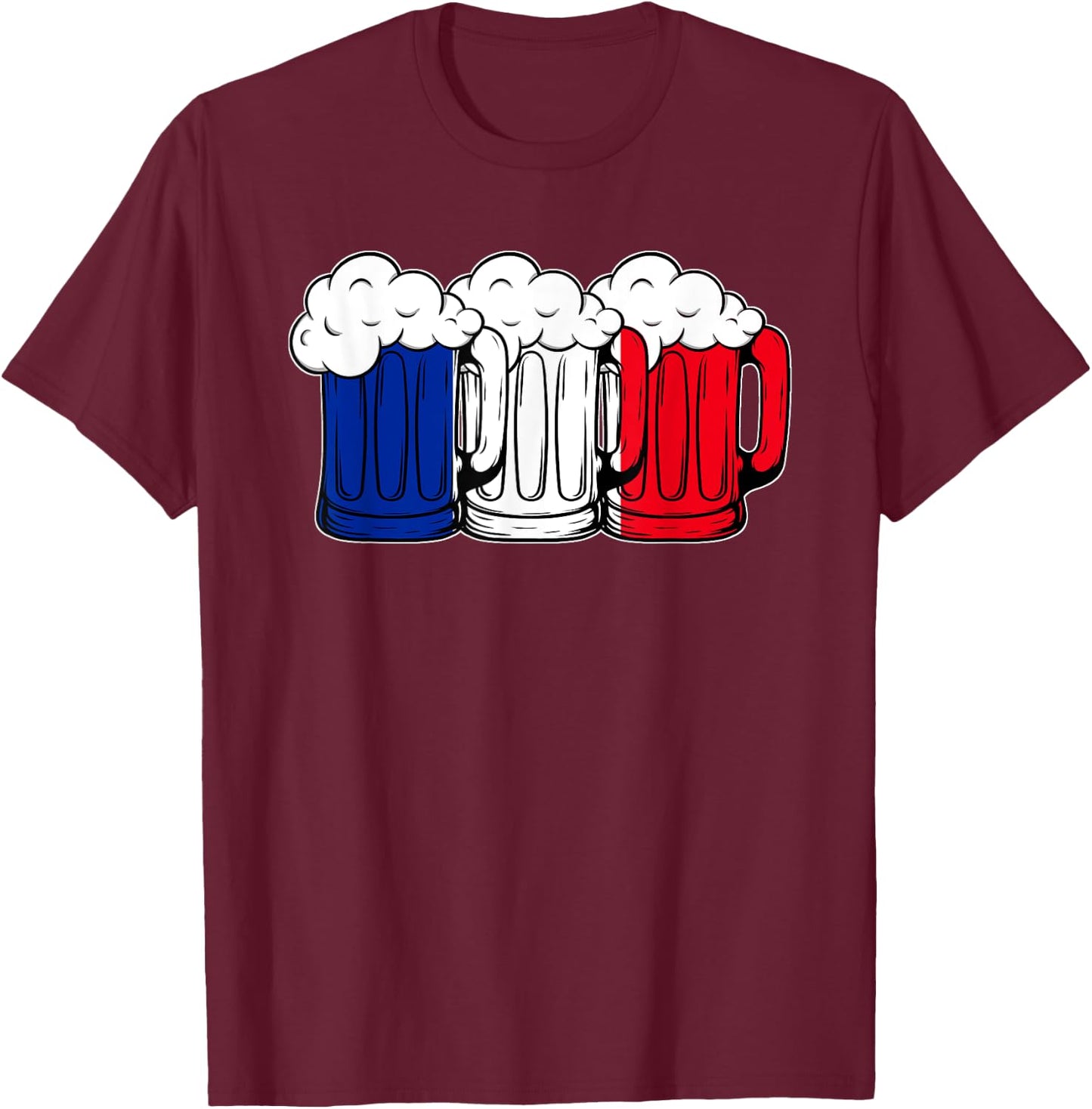France Beer Drinking Team T-Shirt - T-Shirt | Maroon