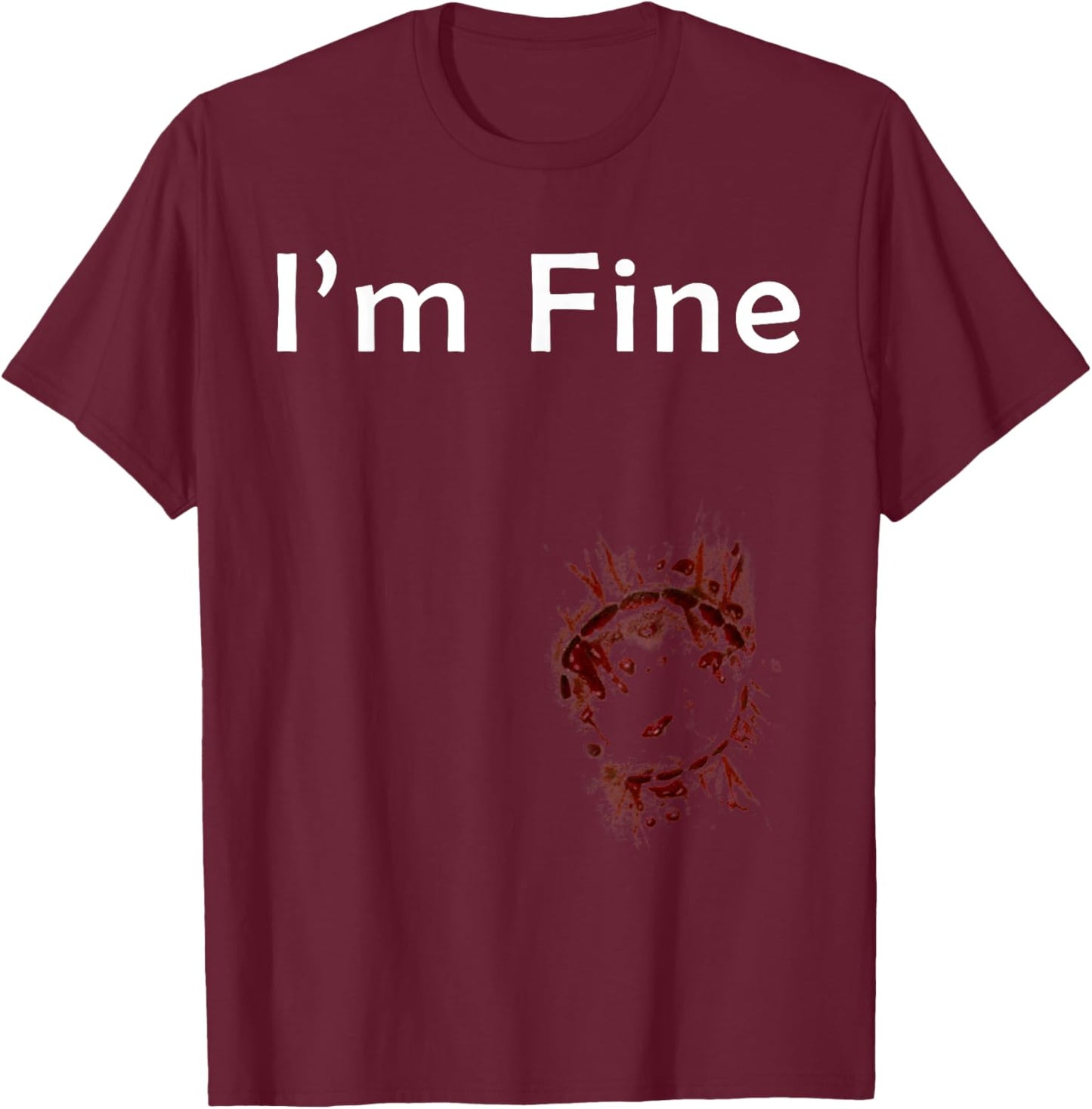 I'm Fine zombie bite T-Shirt - T-Shirt | Maroon
