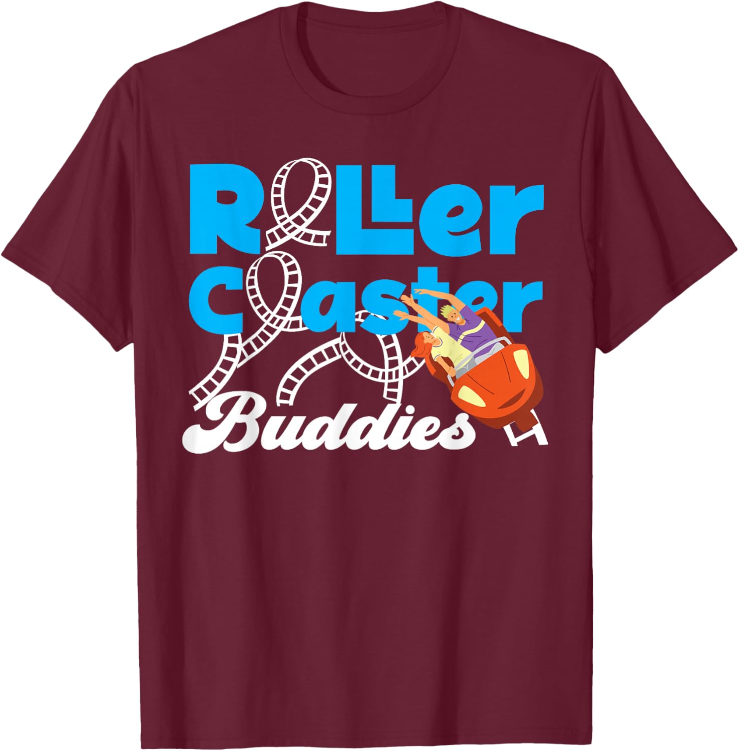 Roller Coaster Friends Besties Roller Coaster Buddies T-Shirt - T-Shirt | Maroon