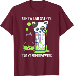 Screw Lab Safety Shirt - Funny Kitty Cat Kitten Shirt T-Shirt - T-Shirt | Maroon
