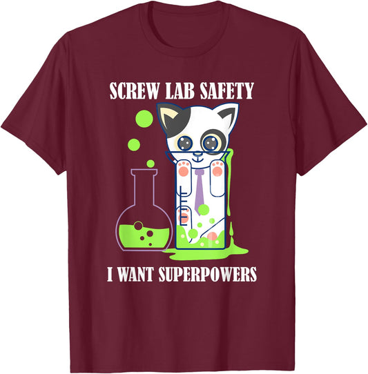 Screw Lab Safety Shirt - Funny Kitty Cat Kitten Shirt T-Shirt - T-Shirt | Maroon