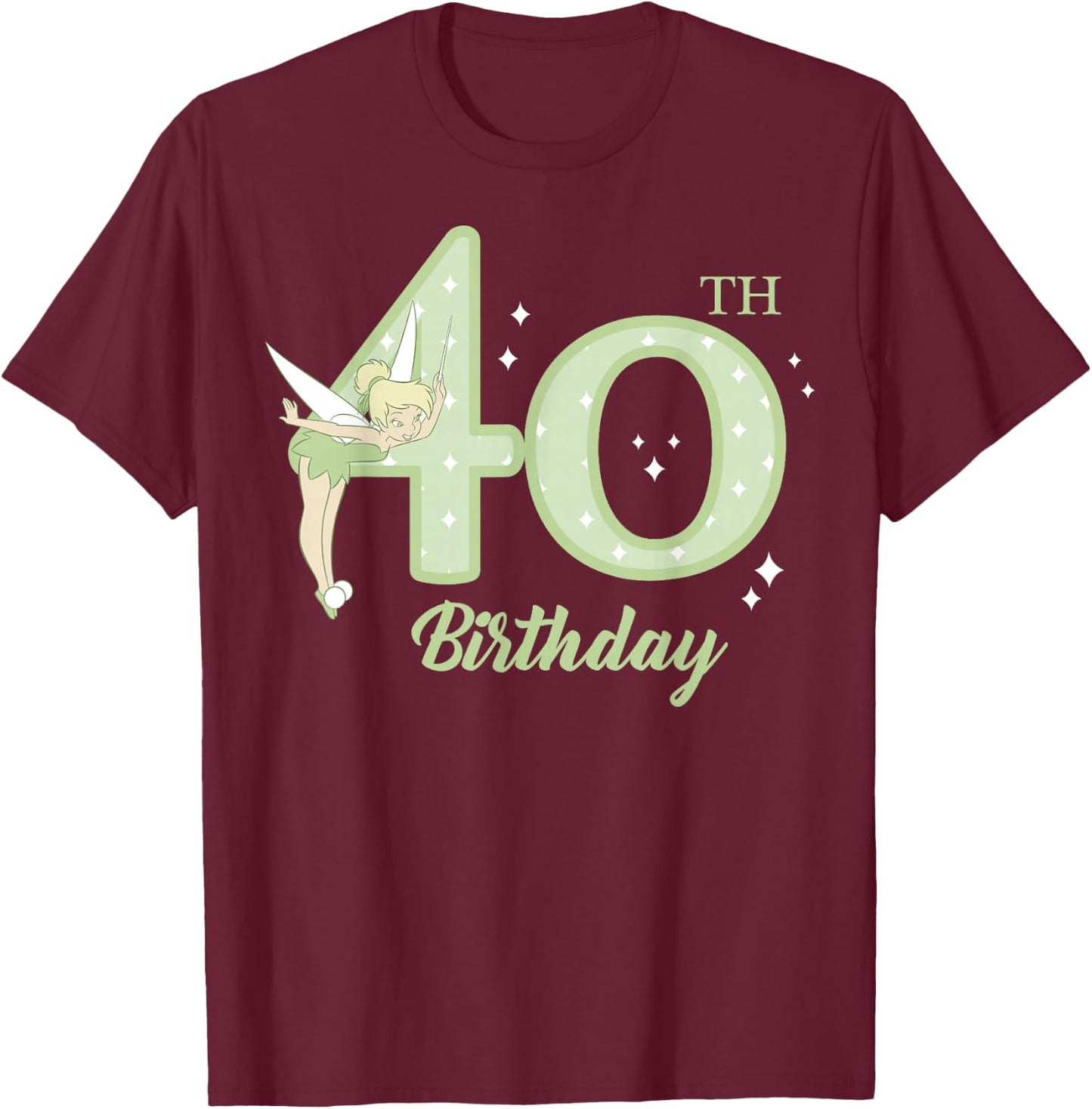 Disney Peter Pan 40th Birthday Tinkerbell Portrait T-Shirt - T-Shirt | Maroon