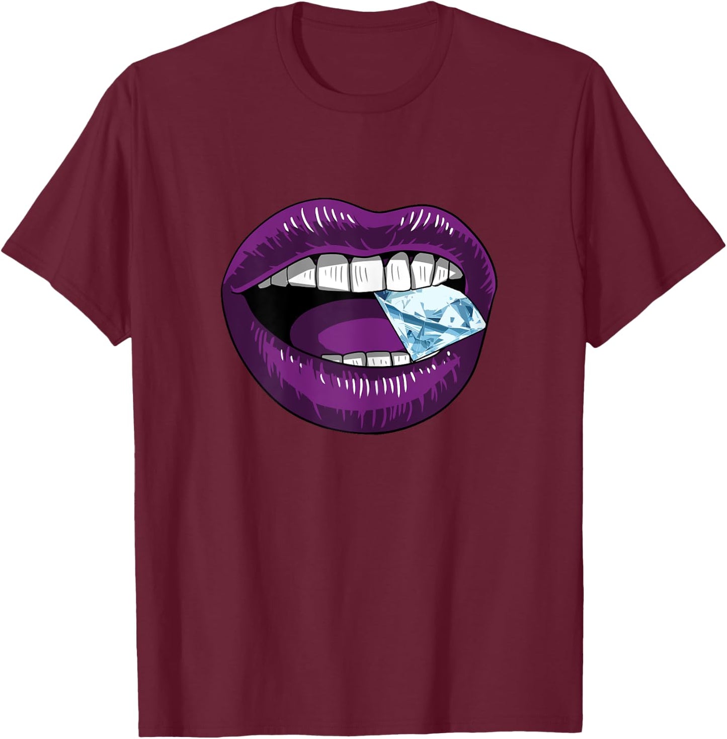 Violet Magenta Jewel Lips Girl Babe Mouth Sexy Gem Lady Gift T-Shirt - T-Shirt | Maroon