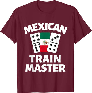 Dominoes Mexico Flag Dominoe Game Mexican Train Master T-Shirt - T-Shirt | Maroon