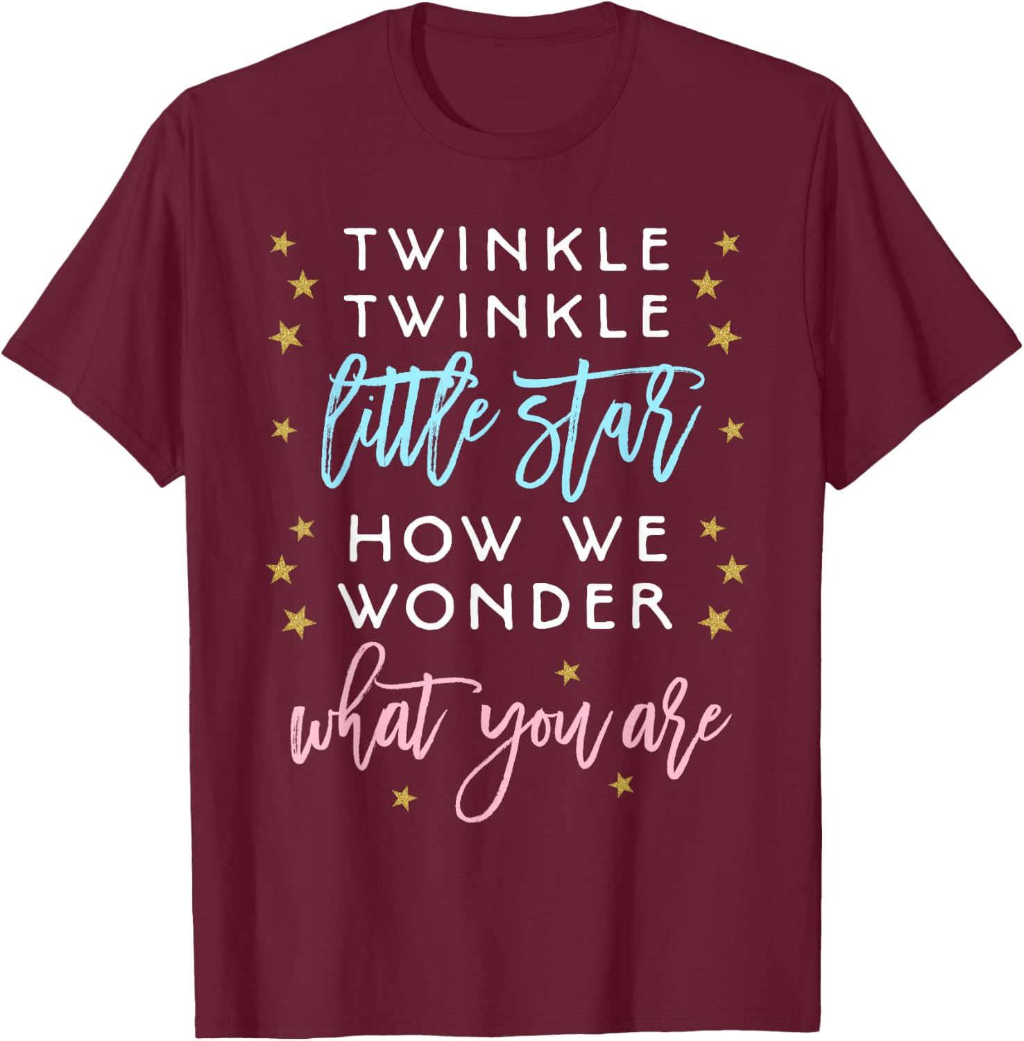 Twinkle Little Star Gender Reveal Shirt Baby Shower Gift T-Shirt - T-Shirt | Maroon